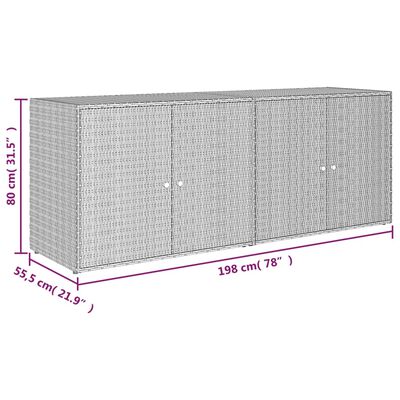 vidaXL Dulap de depozitare de grădină, gri, 198x55,5x80 cm, poliratan