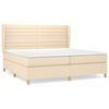vidaXL Pat box spring cu saltea, crem, 200x200 cm, textil