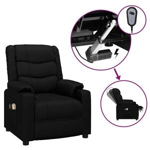 vidaXL Fotoliu de masaj electric, negru, piele ecologică