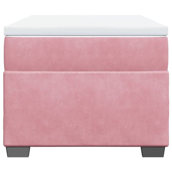 vidaXL Pat box spring cu saltea, roz, 90x190 cm, catifea