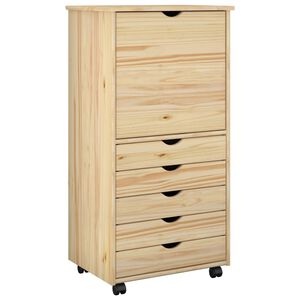 vidaXL Cabinet mobil cu roata Maro 53 x 39 x 103 cm Lemn de pin masiv