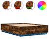 vidaXL Cadru pat cu lumini LED stejar fumuriu 120x200cm lemn prelucrat