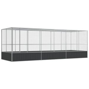 vidaXL Voliera de păsări cu extensie, argintiu, 625x207x212 cm, oțel