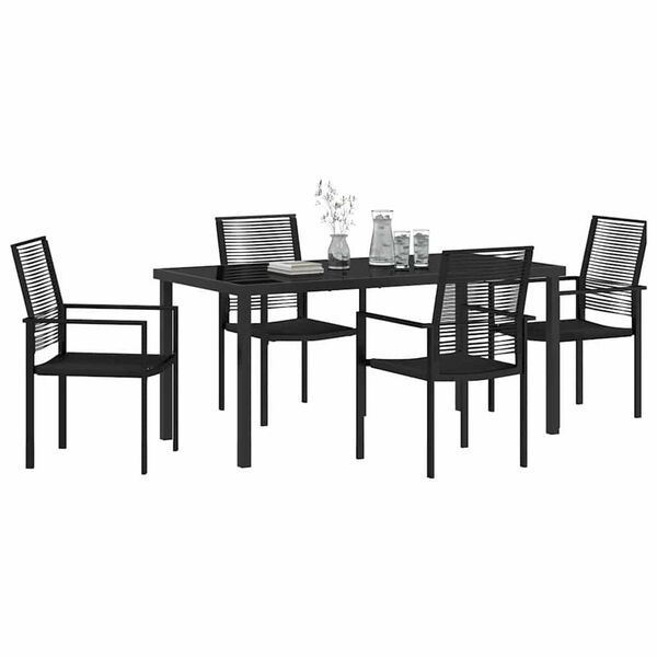 vidaXL Set de masă pentru grădină 5 pcs Negru