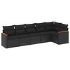 vidaXL Set mobilier de grădină cu perne, 6 piese, negru, poliratan