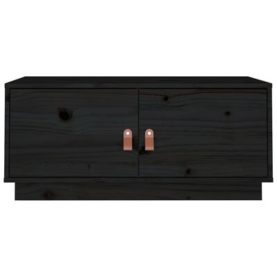 vidaXL Măsuță de cafea, negru, 80x50x35 cm, lemn masiv de pin