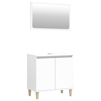vidaXL Set mobilier de baie, 2 piese, alb, lemn compozit