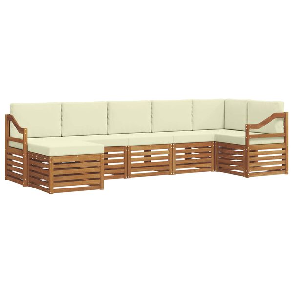 vidaXL Set canapea sectională cu pernă 7 pcs Natural și Crem