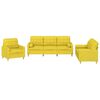 vidaXL Set de canapele cu perne, 3 piese, galben deschis, textil