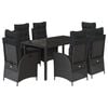 vidaXL Set mobilier de grădină cu perne, 7 piese, negru, poliratan