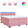 vidaXL Pat box spring cu saltea, roz, 200x200 cm, catifea