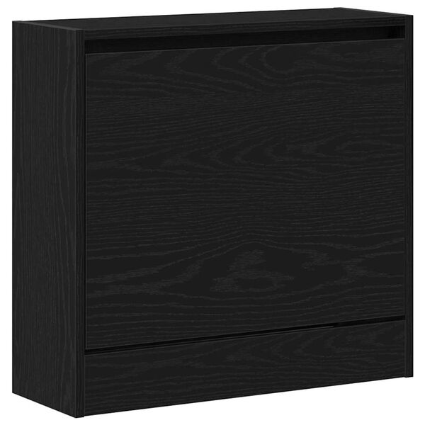 vidaXL Dulap pentru pantofi Stejar Negru 60 x 21 x 57 cm Lemn compozit