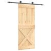 vidaXL Ușă glisantă Natural și Negru 85 x 210 cm Lemn de Pin Solid