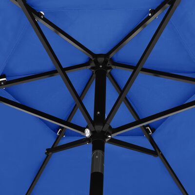 vidaXL Umbrelă de soare 3 niveluri, stâlp de aluminiu, azuriu, 2,5 m
