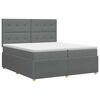 vidaXL Pat boxspring cu saltea Gri &icirc;nchis 200 x 200 cm Țesătură