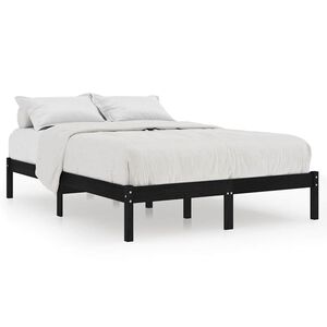 vidaXL Cadru de pat, negru, 140x190 cm, lemn masiv de pin