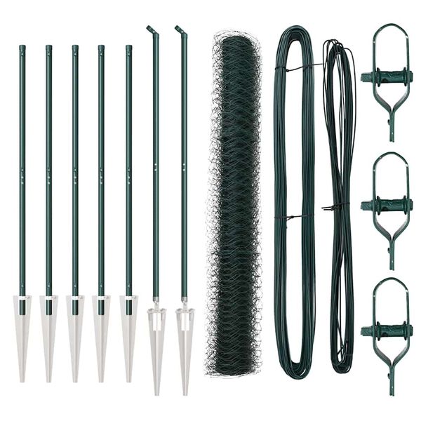 vidaXL St&acirc;lp de gard. Verde 10 x 1,4 m (plasă de 50 mm) Oțel și PVC