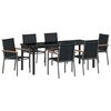 vidaXL Set de masă pentru grădină 7 buc. Negru