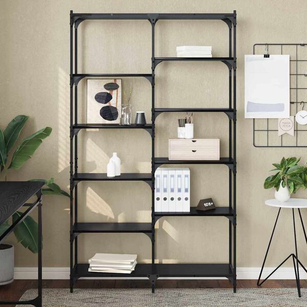 vidaXL Raft pentru cărți Stejar negru 100 x 32 x 170 cm Lemn compozit