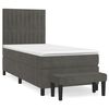 vidaXL Pat box spring cu saltea, gri &icirc;nchis, 90x200 cm, catifea