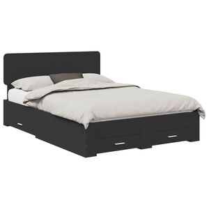 vidaXL Cadru de pat cu headboard Negru 140 x 190 cm Lemn compozit