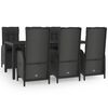 vidaXL Set mobilier de grădină cu perne, 7 piese, negru, poliratan