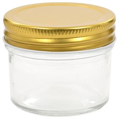 vidaXL Borcane din sticlă pentru gem cu capac auriu 24 buc. 110 ml