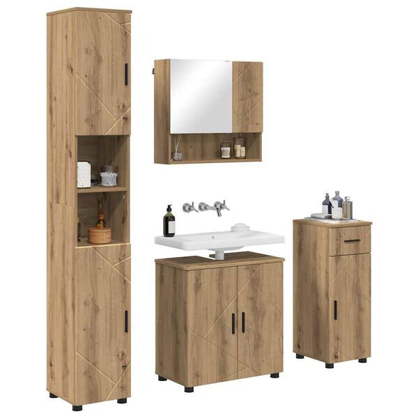vidaXL Set de mobilier pentru baie cu sertar 4 pcs Stejar Artizanal