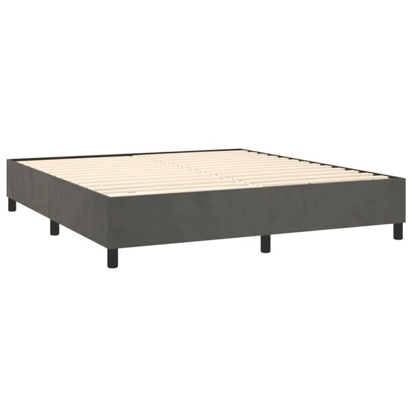 vidaXL Pat box spring cu saltea, gri &icirc;nchis, 160x200 cm, catifea