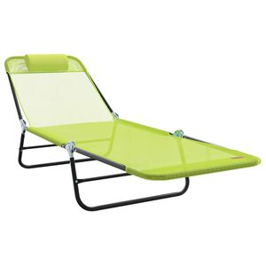 vidaXL Șezlong pliabil 1-persoană Verde 182 x 55 x 85.5cm Metal