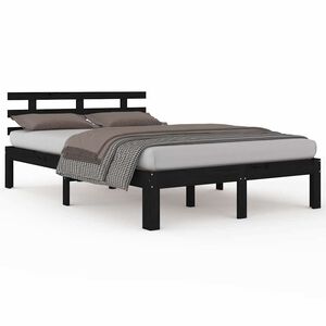 vidaXL Cadru de pat, negru, 200x200 cm, lemn masiv de pin