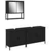 vidaXL Set de mobilier pentru baie cu raft 3 pcs Negru Lemn compozit