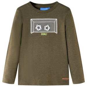 vidaXL Tricou m&acirc;neci lungi de copii, kaki melanj, 92