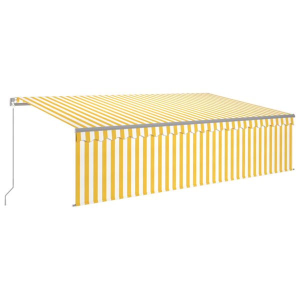 vidaXL Copertină retractabilă manual cu stor&LED, galben&alb, 5x3 m