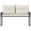 vidaXL Bancă de exterior cu pernă Negru și Alb crem 118 x 55 x 82 cm