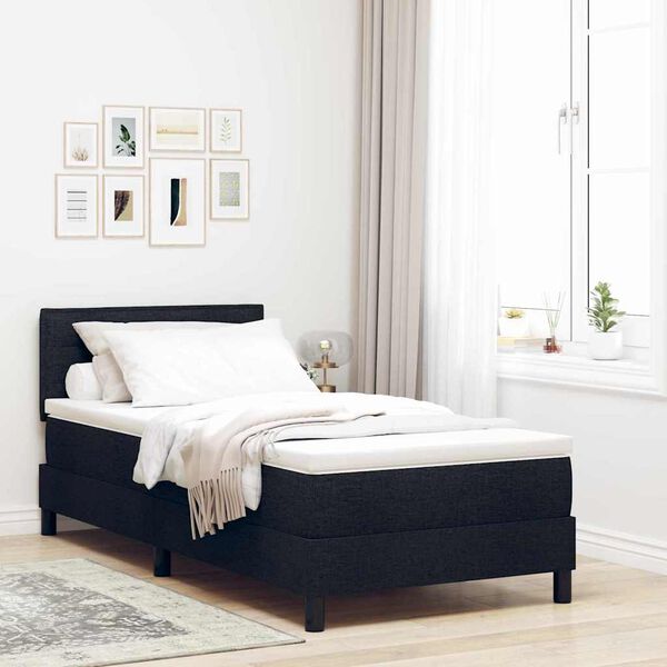 vidaXL Pat cu arcuri cu headboard Manual Negru 80 x 200 cm țesătură