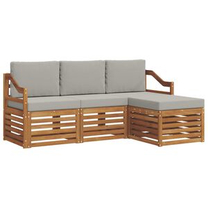 vidaXL Set de canapele de exterior 4 pcs Gri natural și deschis