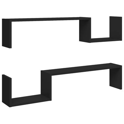 vidaXL Rafturi de perete, 2 buc., negru, 100x15x20 cm, PAL