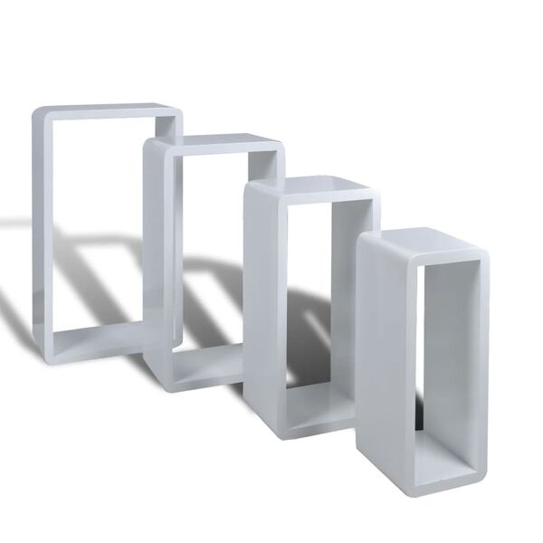 Set de 4 rafturi cuboid, alb