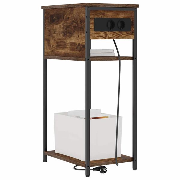 vidaXL Dulap de noapte Stejar fumuriu 41 x 28 x 76 cm Lemn compozit