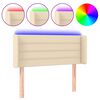 vidaXL Tăblie de pat cu LED, crem, 103x16x78/88 cm, textil