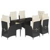 vidaXL Set mobilier de grădină cu perne, 7 piese, negru, poliratan