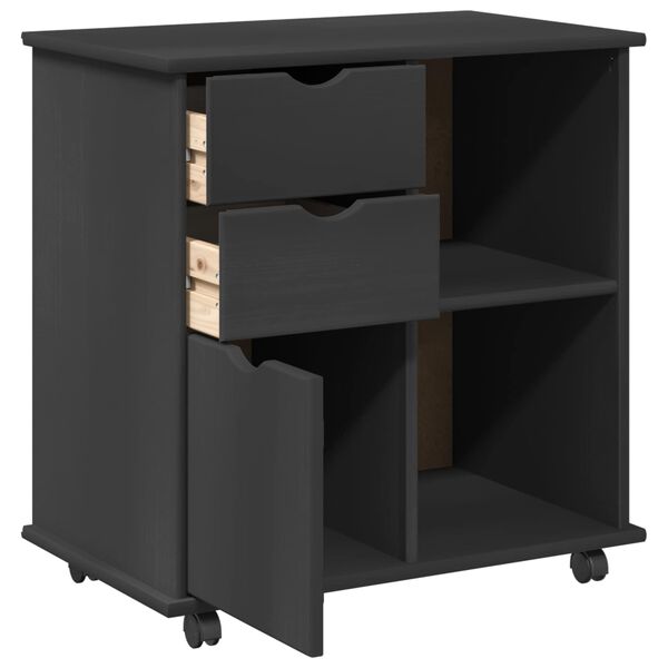 vidaXL Cabinet mobil Gri 63,5 x 39 x 65,5 cm Lemn de pin masiv