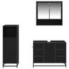 vidaXL Set de mobilier pentru baie 3 pcs Stejar Negru Lemn compozit