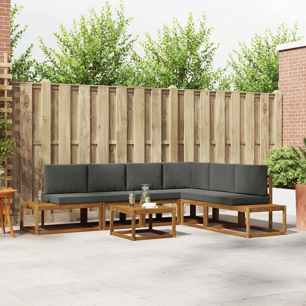 vidaXL Set de canapele de exterior 7 Bucată Natural și Antracit