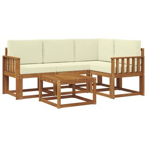 vidaXL Set de canapele de exterior cu pernă 5 pcs Natural și Crem
