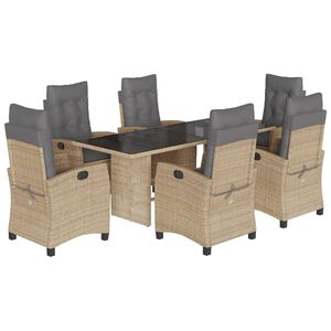 vidaXL Set mobilier pentru grădină, 7 piese, cu perne, bej, poliratan