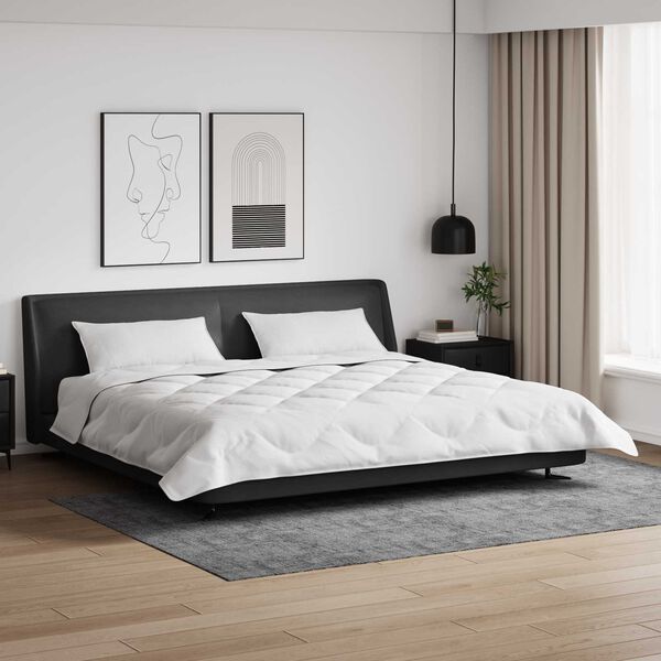 vidaXL Duvet de iarnă cu pernă 3 pcs Alb Microfibră