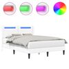 vidaXL Cadru de pat cu benzi LED Alb 120 x 190 cm Piele artificială