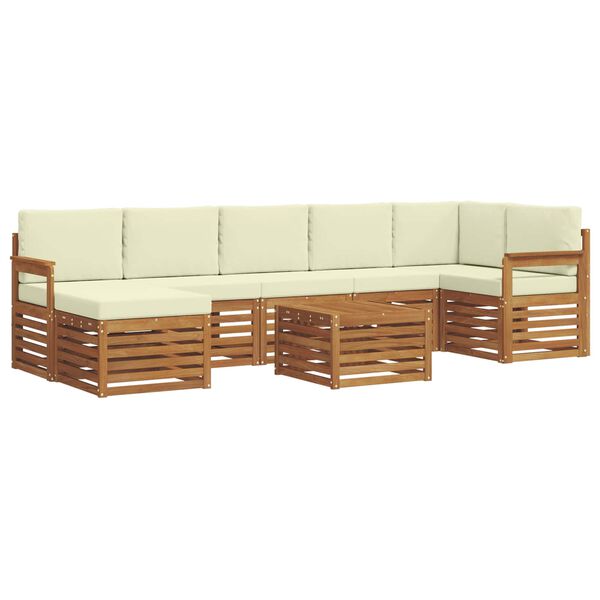 vidaXL Set canapea sectională cu pernă 8 pcs Natural și Crem